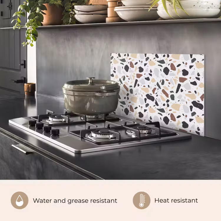 Kitchen splashback for hob - Terrazzo - Pattern - Colorful - Clay — 2
