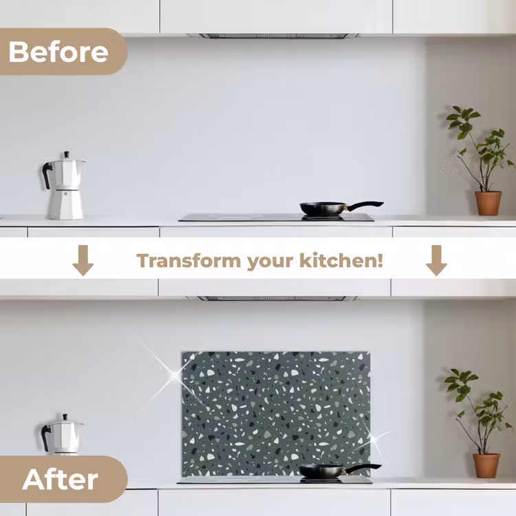 Kitchen splashback for hob - Terrazzo - Pattern - Colorful - Green — 7