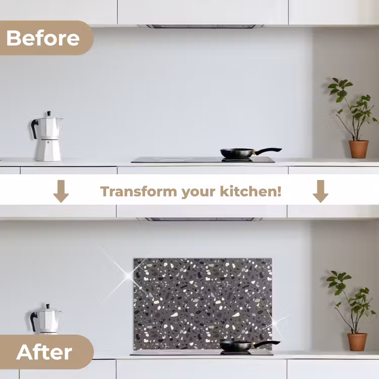 Kitchen splashback for hob - Terrazzo - Pattern - Gray — 7