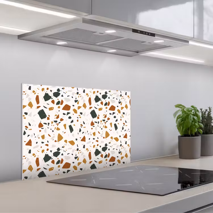 Kitchen splashback for hob - Terrazzo - Pattern - White - Terra — 1