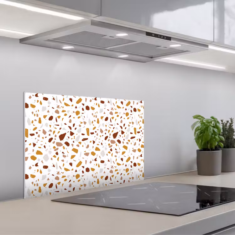 Kitchen splashback for hob - Terrazzo - Pattern - White - Urban — 1