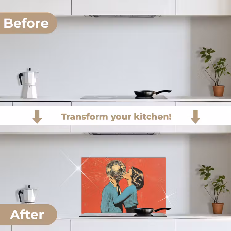 Kitchen splashback for hob - Woman - Retro - Discoball - Kiss — 7