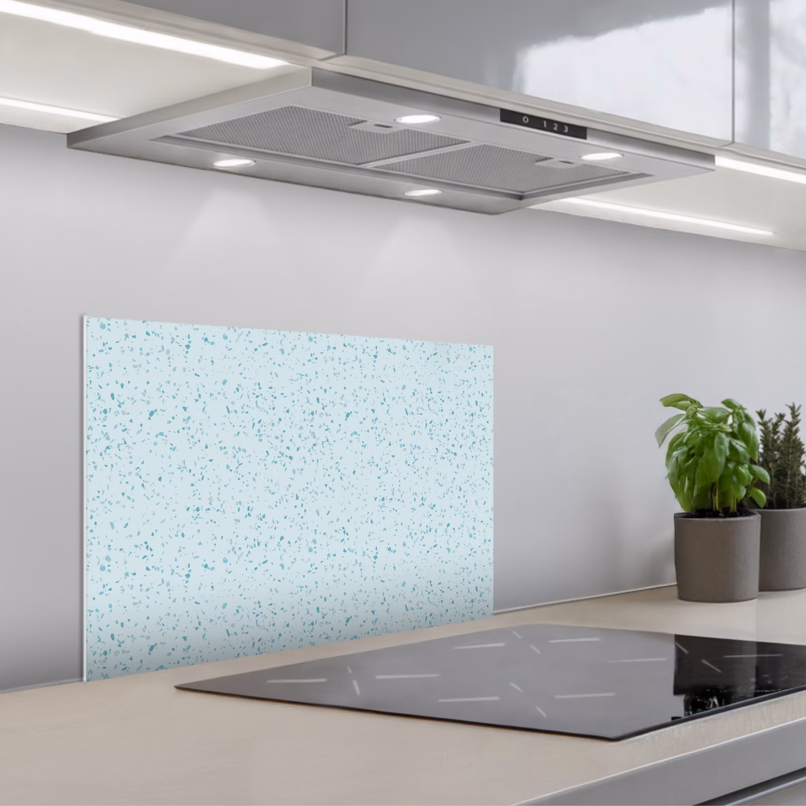 Kitchen splashback for hob - Terrazzo - Pattern - Colorful - Baby Blue — 1