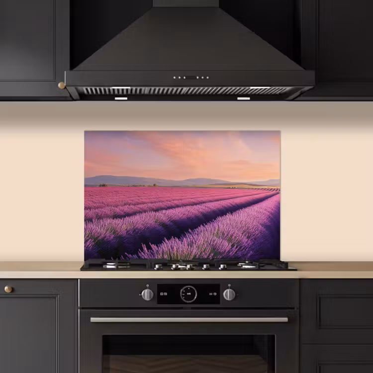 Kitchen splashback for hob - Lavender Field - Sunset - Purple - Flowers — 5