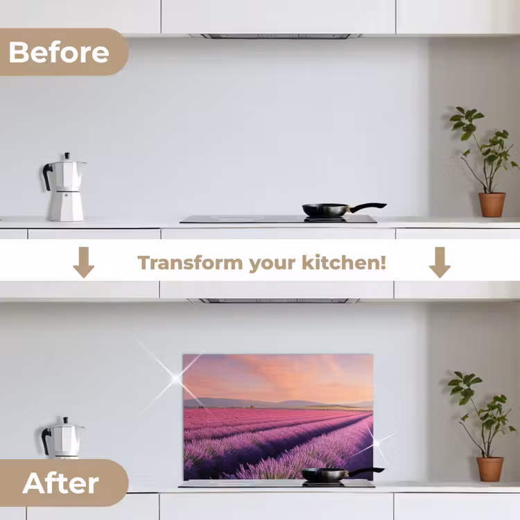 Kitchen splashback for hob - Lavender Field - Sunset - Purple - Flowers — 7