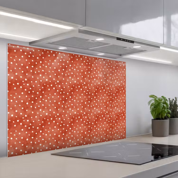 Kitchen splashback for hob - Pattern - Dots - Red - White — 1
