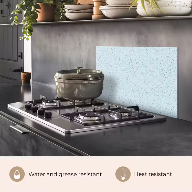 Kitchen splashback for hob - Terrazzo - Pattern - Colorful - Baby Blue — 2