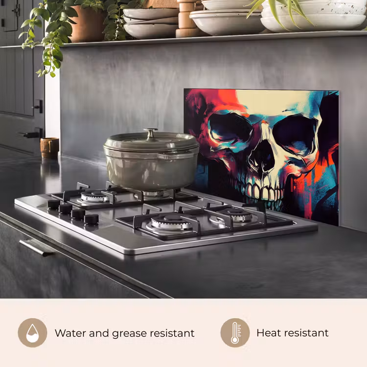 Kitchen splashback for hob - Skull - Abstract - Red - Blue - Graffiti — 2
