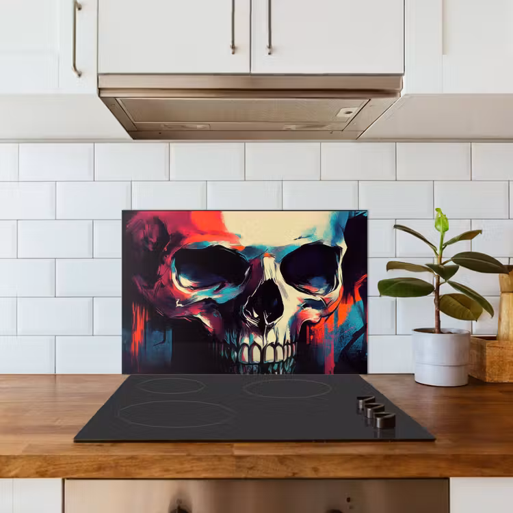 Kitchen splashback for hob - Skull - Abstract - Red - Blue - Graffiti — 3