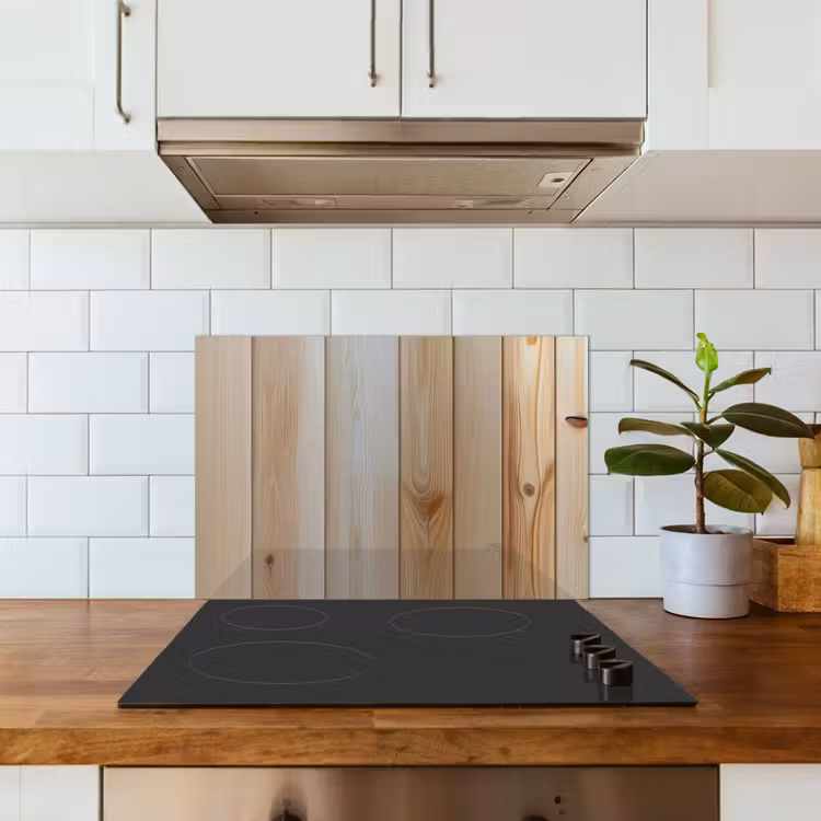 Kitchen splashback for hob - Wood - Shelves - Light — 3