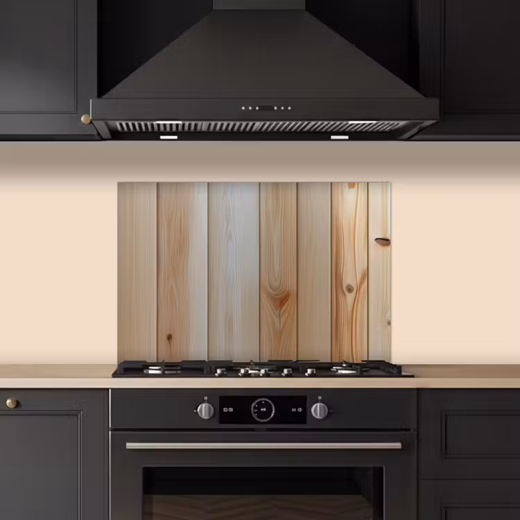 Kitchen splashback for hob - Wood - Shelves - Light — 5