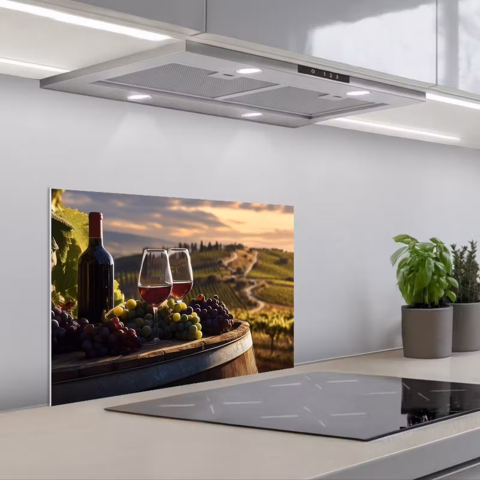 Kitchen splashback for hob - Wine - Grapes - Hills - Landscape — 1