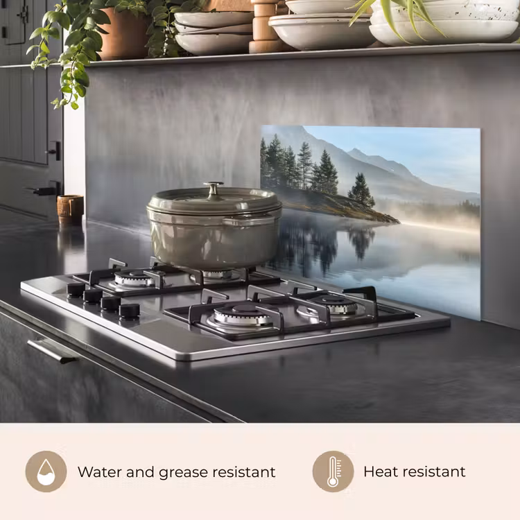 Kitchen splashback for hob - Lake - Fog - Mountains - Landscape — 2