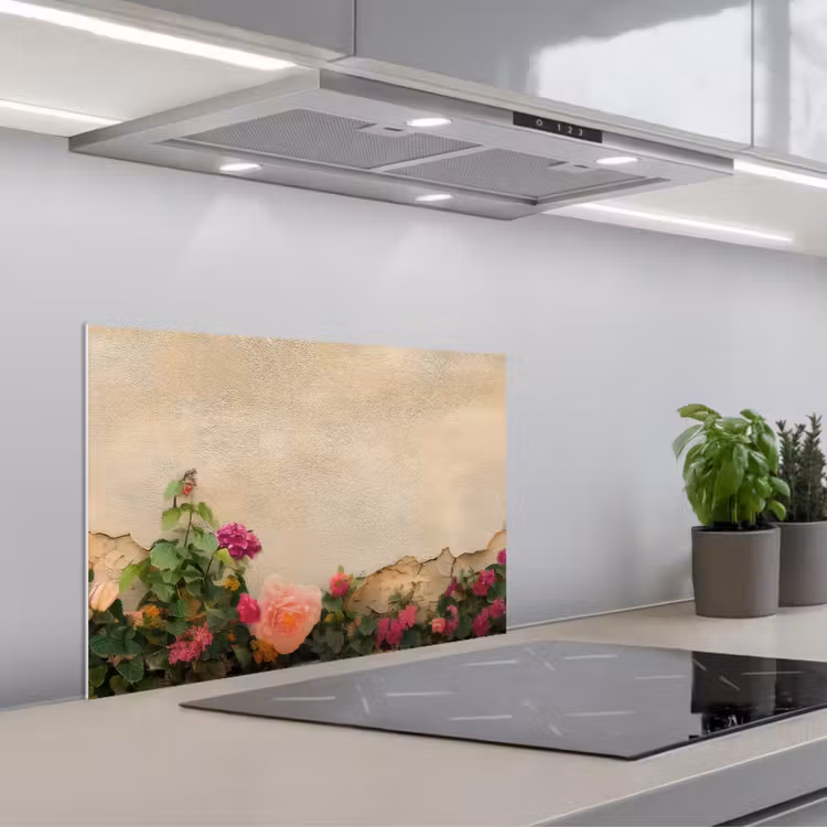 Kitchen splashback for hob - Roses - Wall - Vintage — 1