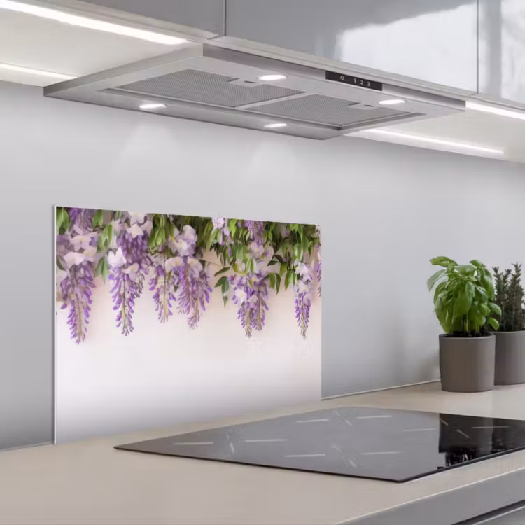 Kitchen splashback for hob - Wisteria - Flowers - Purple — 1