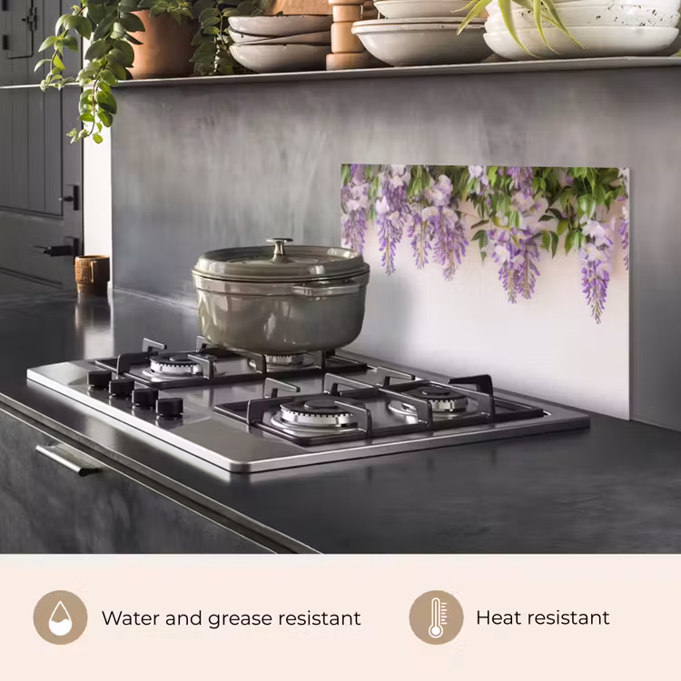 Kitchen splashback for hob - Wisteria - Flowers - Purple — 2