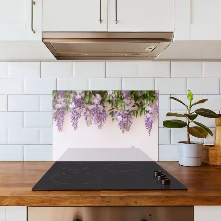 Kitchen splashback for hob - Wisteria - Flowers - Purple — 3