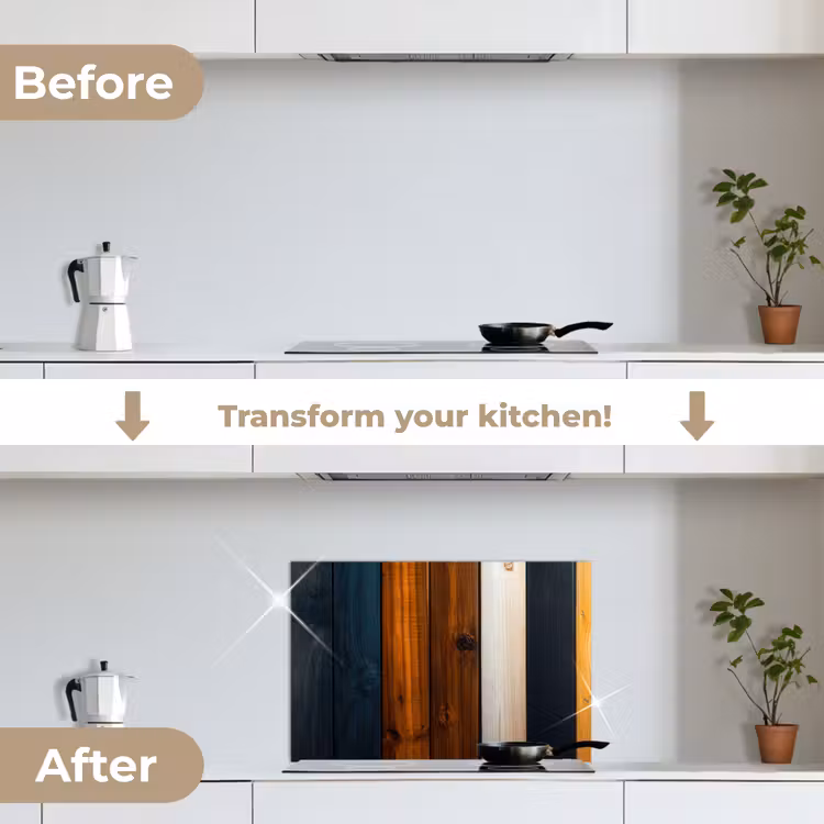 Kitchen splashback for hob - Wood - Shelves - Dark - Warm — 7