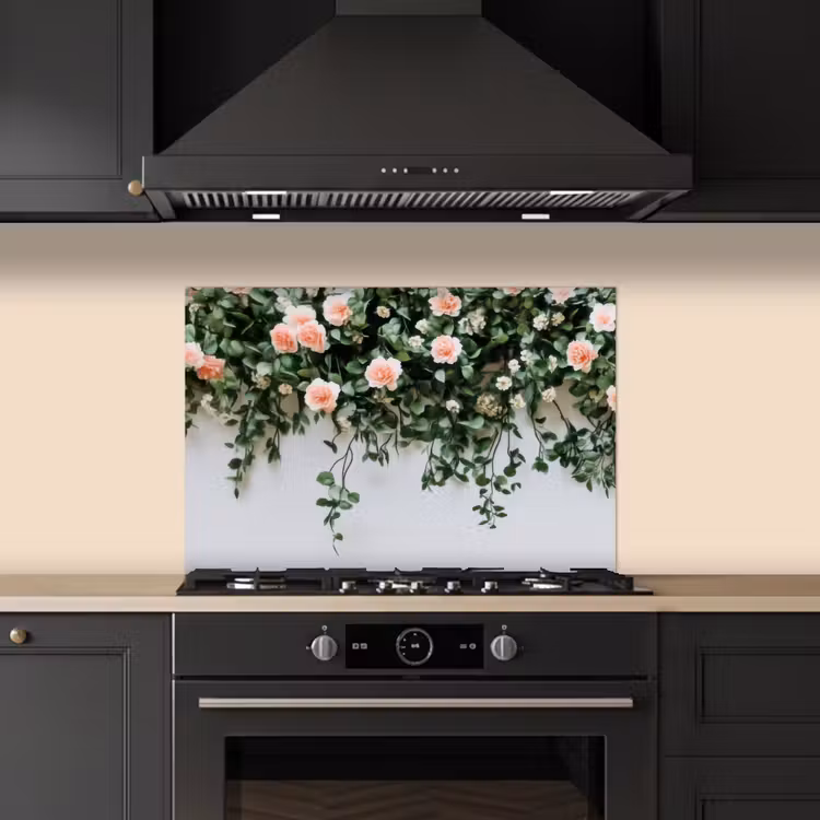 Kitchen splashback for hob - Flowers - Wall - Roses - Green — 5