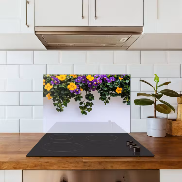 Kitchen splashback for hob - Flowers - Wall - Yellow - Purple — 3