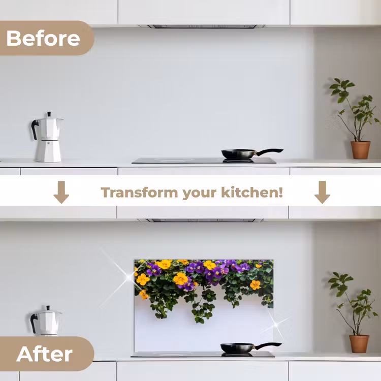 Kitchen splashback for hob - Flowers - Wall - Yellow - Purple — 7
