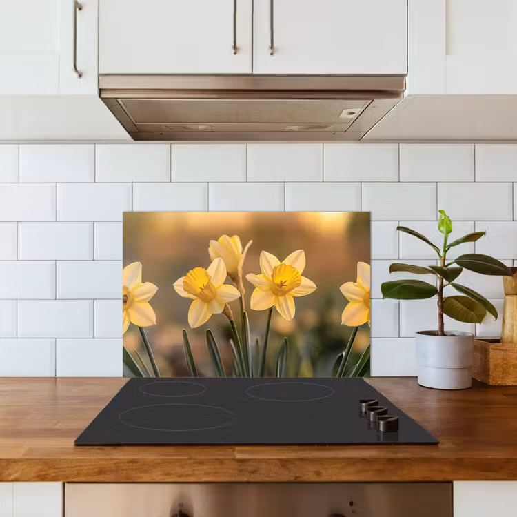 Kitchen splashback for hob - Flowers - Yellow - Blurred — 3