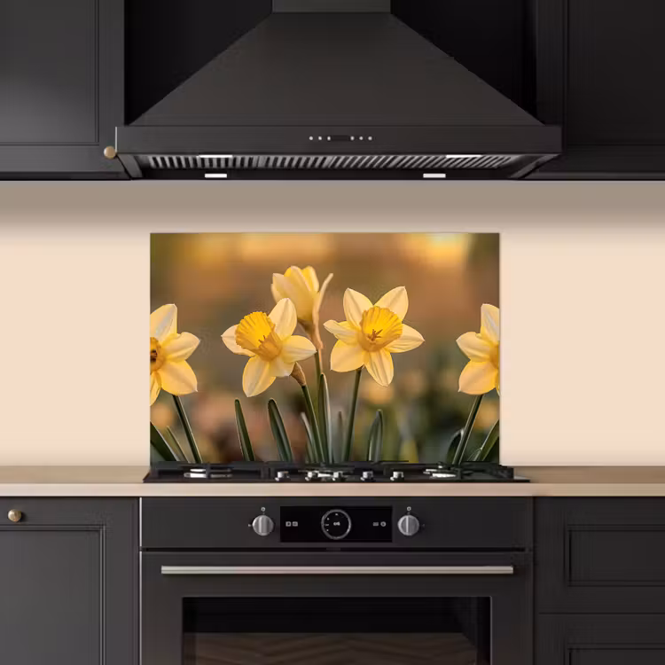 Kitchen splashback for hob - Flowers - Yellow - Blurred — 5