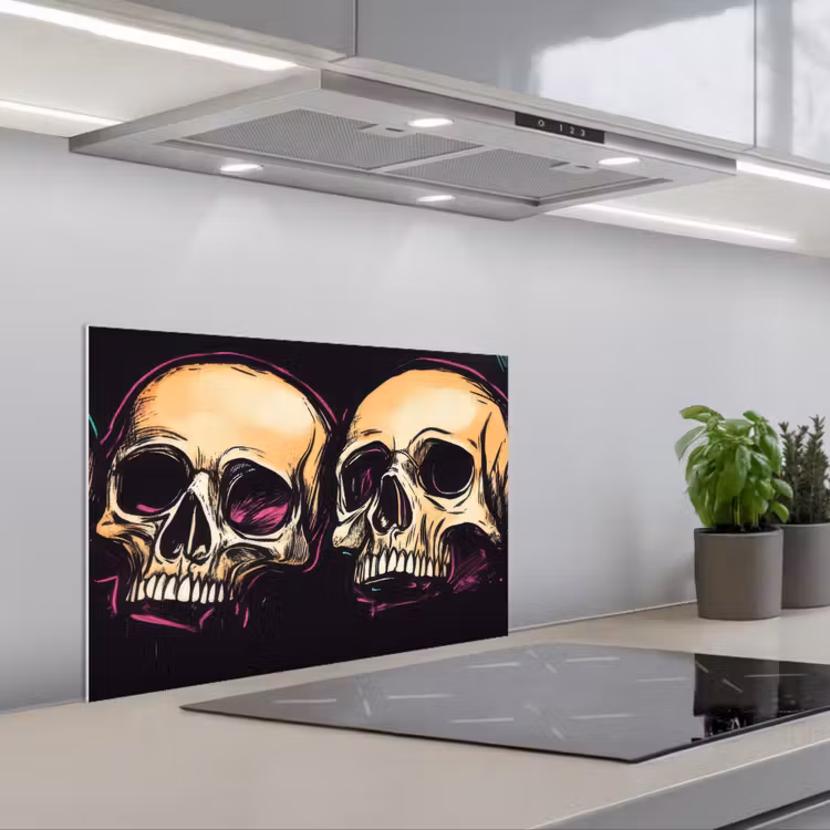 Kitchen splashback for hob - Skulls - Graffiti - Neon — 1