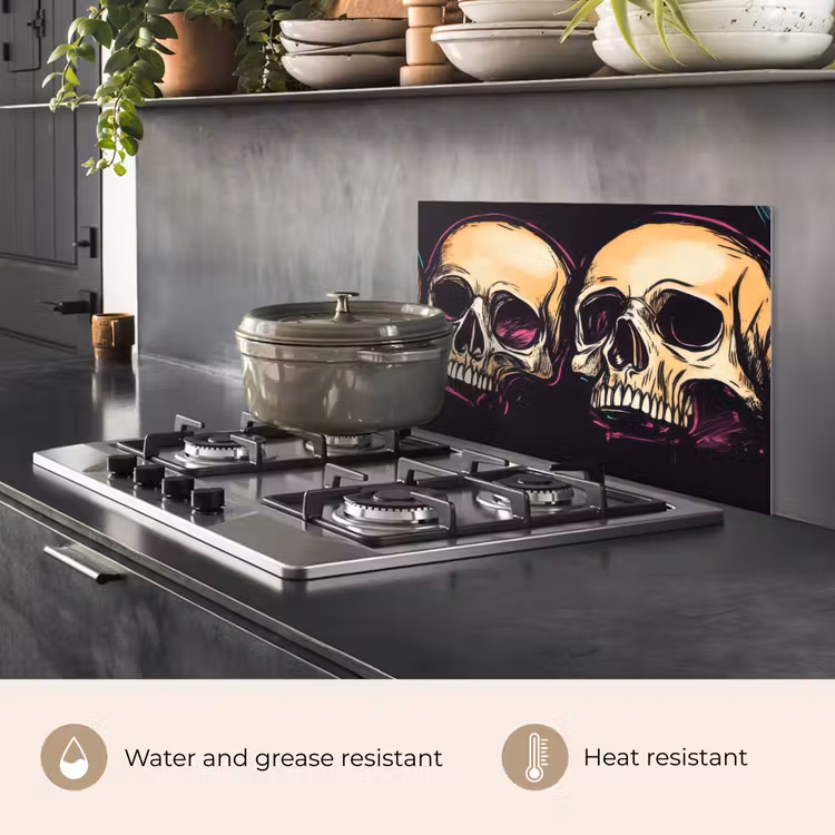 Kitchen splashback for hob - Skulls - Graffiti - Neon — 2