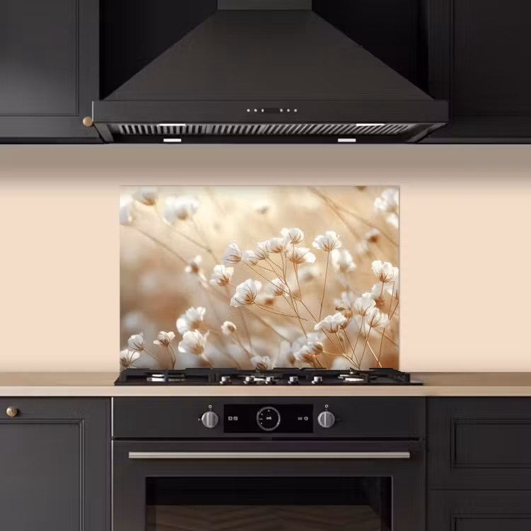 Kitchen splashback for hob - Wild - Flowers - White — 5