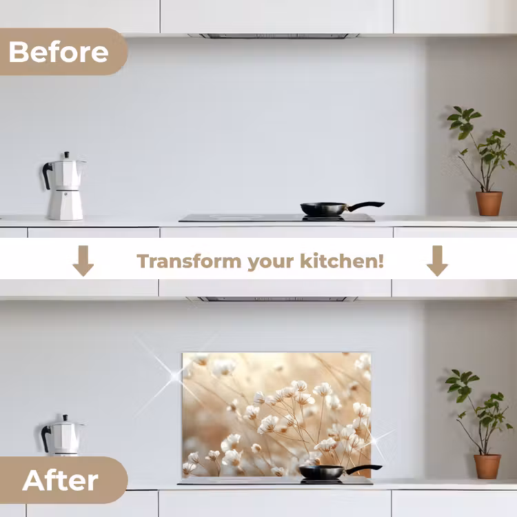 Kitchen splashback for hob - Wild - Flowers - White — 7