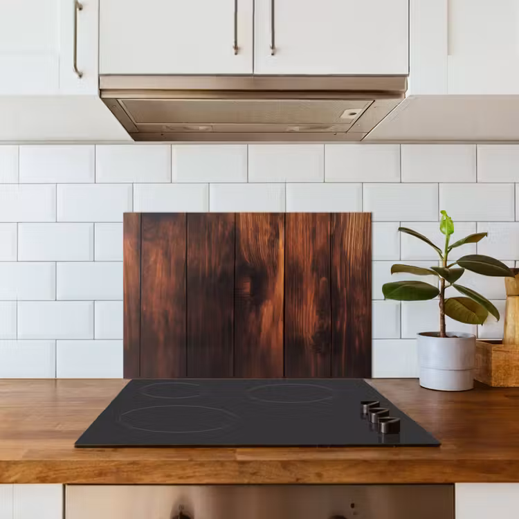 Kitchen splashback for hob - Wood - Shelves - Vintage - Dark brown — 3