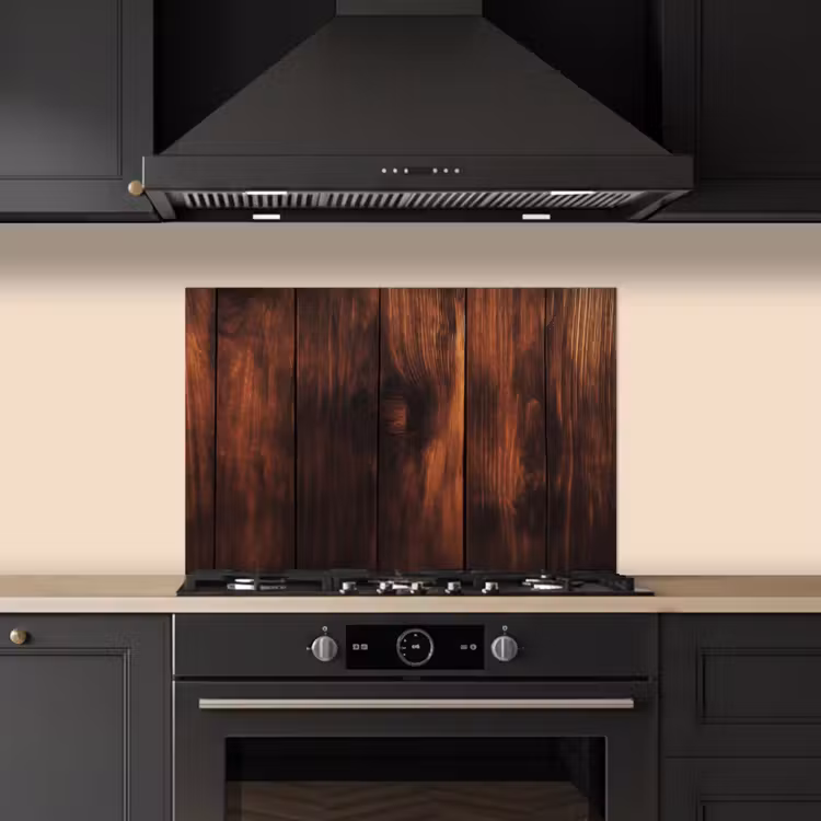 Kitchen splashback for hob - Wood - Shelves - Vintage - Dark brown — 5