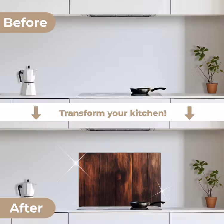 Kitchen splashback for hob - Wood - Shelves - Vintage - Dark brown — 7