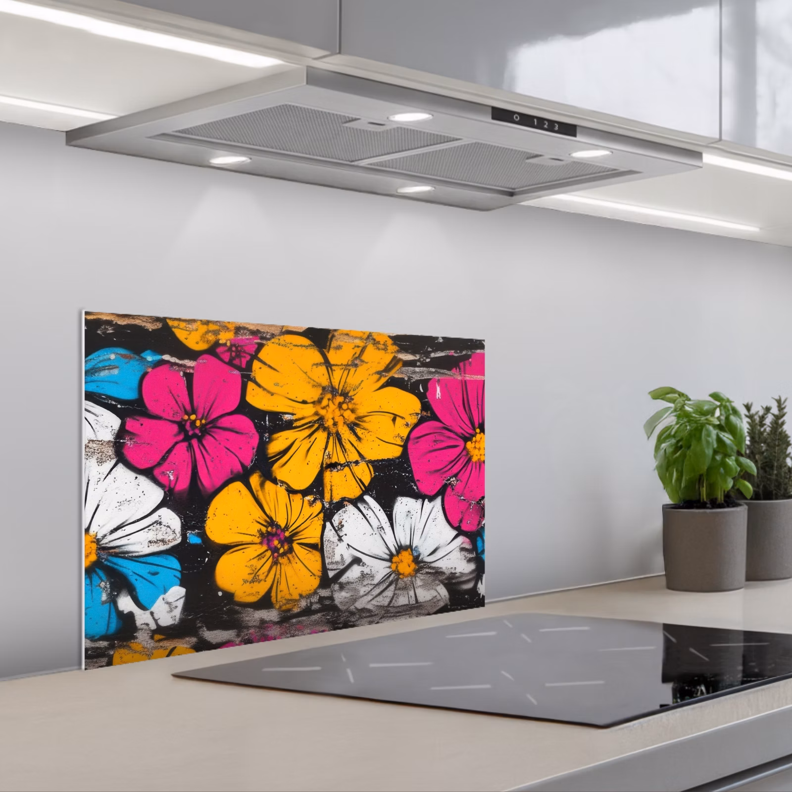 Kitchen splashback for hob - Street Art - Flowers - Mix — 1