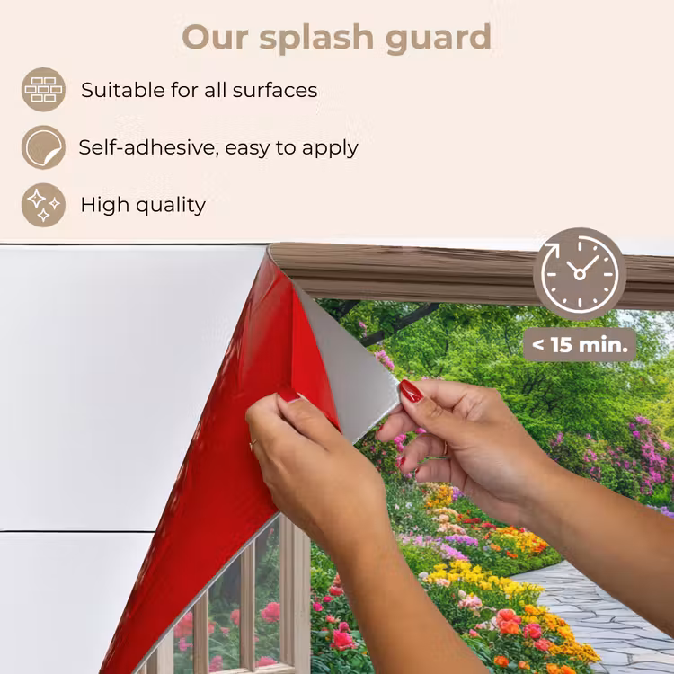 Kitchen splashback for hob - See-through - Flowers - Garden path - Nature - Window — 4