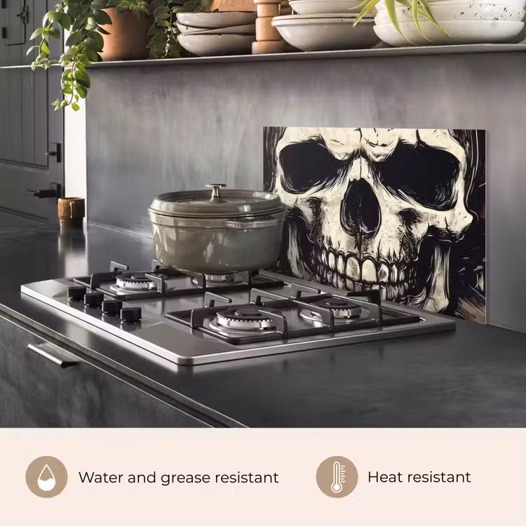 Kitchen splashback for hob - Skull - Necklaces - Red — 2