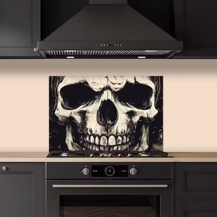 Kitchen splashback for hob - Skull - Necklaces - Red — 5