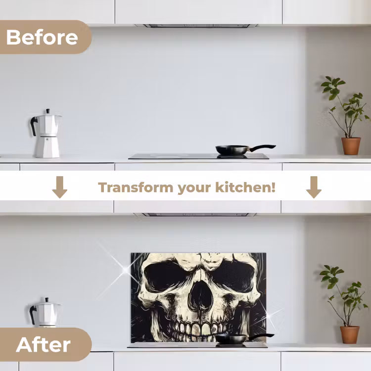 Kitchen splashback for hob - Skull - Necklaces - Red — 7