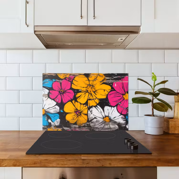 Kitchen splashback for hob - Street Art - Flowers - Mix — 3