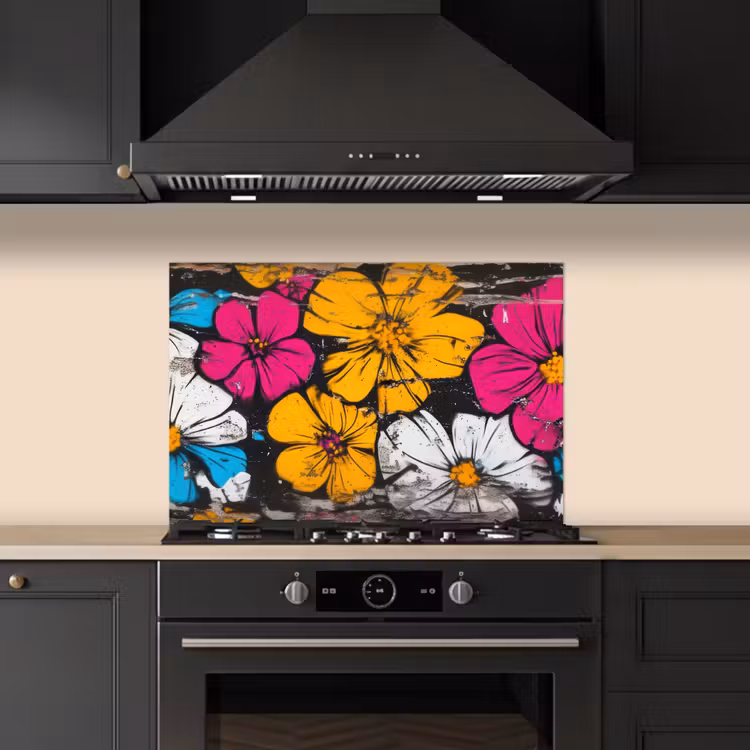 Kitchen splashback for hob - Street Art - Flowers - Mix — 5