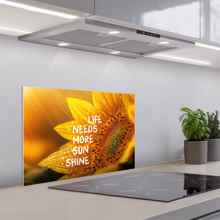 Kitchen splashback for hob - Sunflower - Close up - Yellow - Quote — 1