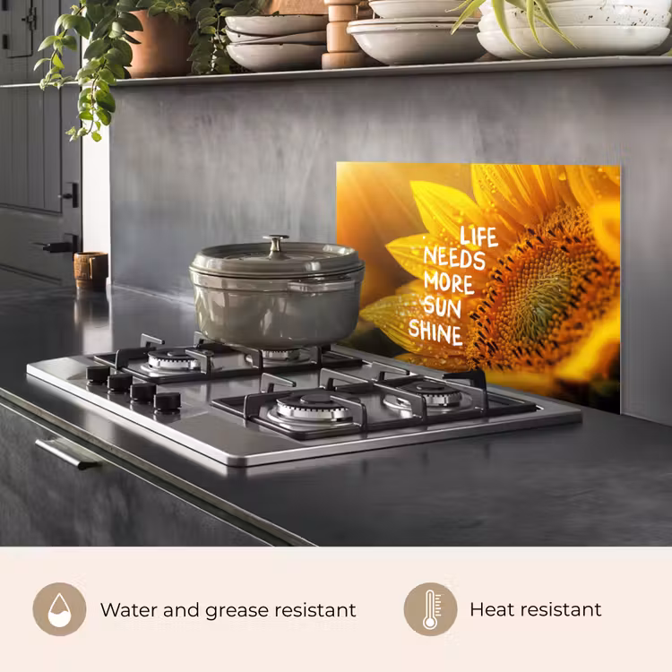 Kitchen splashback for hob - Sunflower - Close up - Yellow - Quote — 2