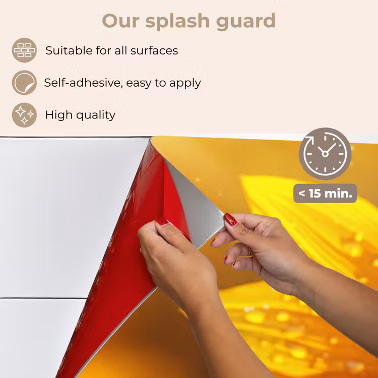Kitchen splashback for hob - Sunflower - Dewdrops - Yellow - Sunlight — 4