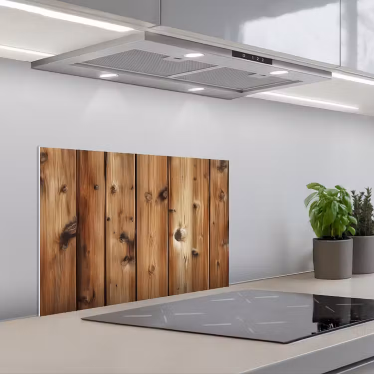 Kitchen splashback for hob - Wood - Shelves - Brown — 1