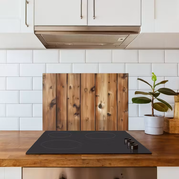 Kitchen splashback for hob - Wood - Shelves - Brown — 3