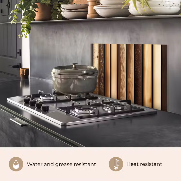 Kitchen splashback for hob - Wood - Shelves - Natural — 2