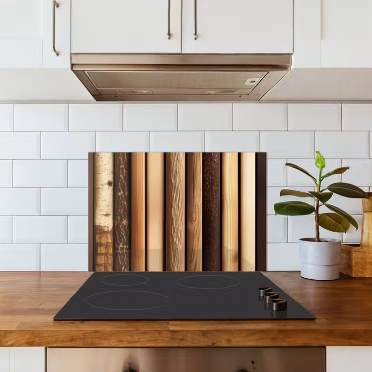 Kitchen splashback for hob - Wood - Shelves - Natural — 3