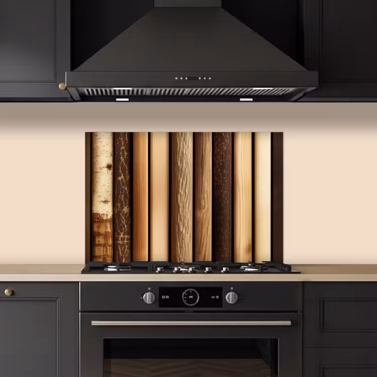 Kitchen splashback for hob - Wood - Shelves - Natural — 5