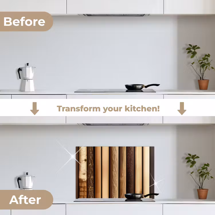 Kitchen splashback for hob - Wood - Shelves - Natural — 7